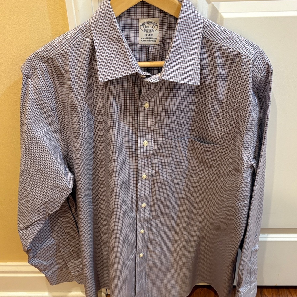 Brooks Brothers Regent Blue and Brown Checkered Shirt
